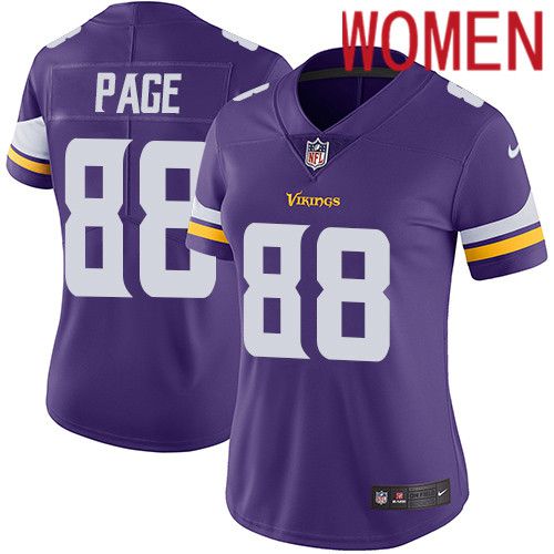 Women Minnesota Vikings 88 Alan Page Nike Purple Vapor Limited NFL Jersey